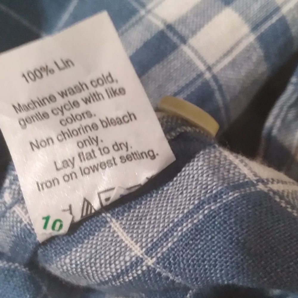 J. Crew Linen Mens Button Down Shirt Blue Plaid Preppy Nautical Summer‎ Large